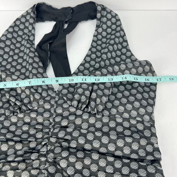 Express Design Studio RETRO Babydoll Y2K Polka Dot Halter V-Neck Size 6 - Picture 9 of 11